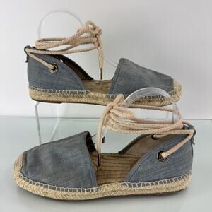 Michael Kors Women's Lace Up Espadrille Denim Blue Denim Closed Toe Size 10 M